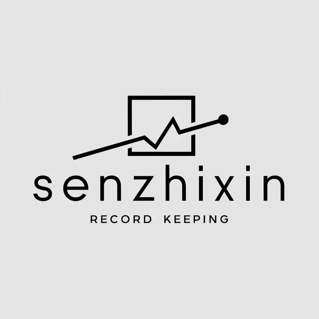 a logo design,with the text "Senzhixin", main symbol:record/trajectory/photograph,Minimalistic,be used in record keeping industry,clear background