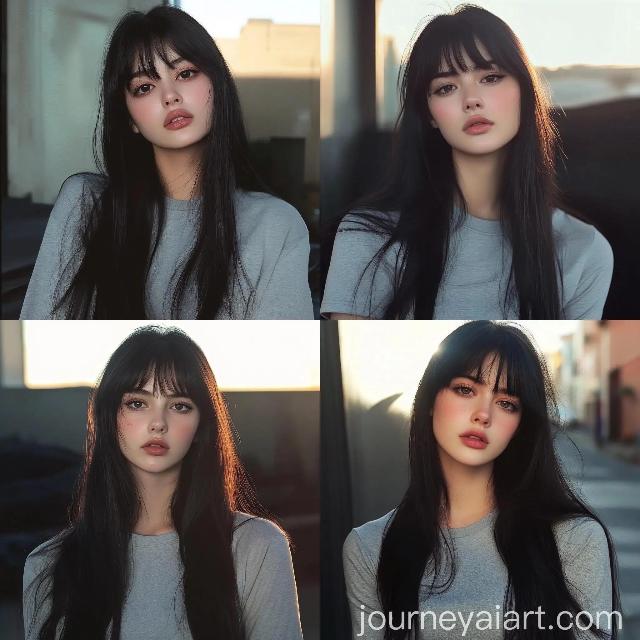 Contemplative-Young-Woman-in-Urban-Setting-with-Warm-Sunlight