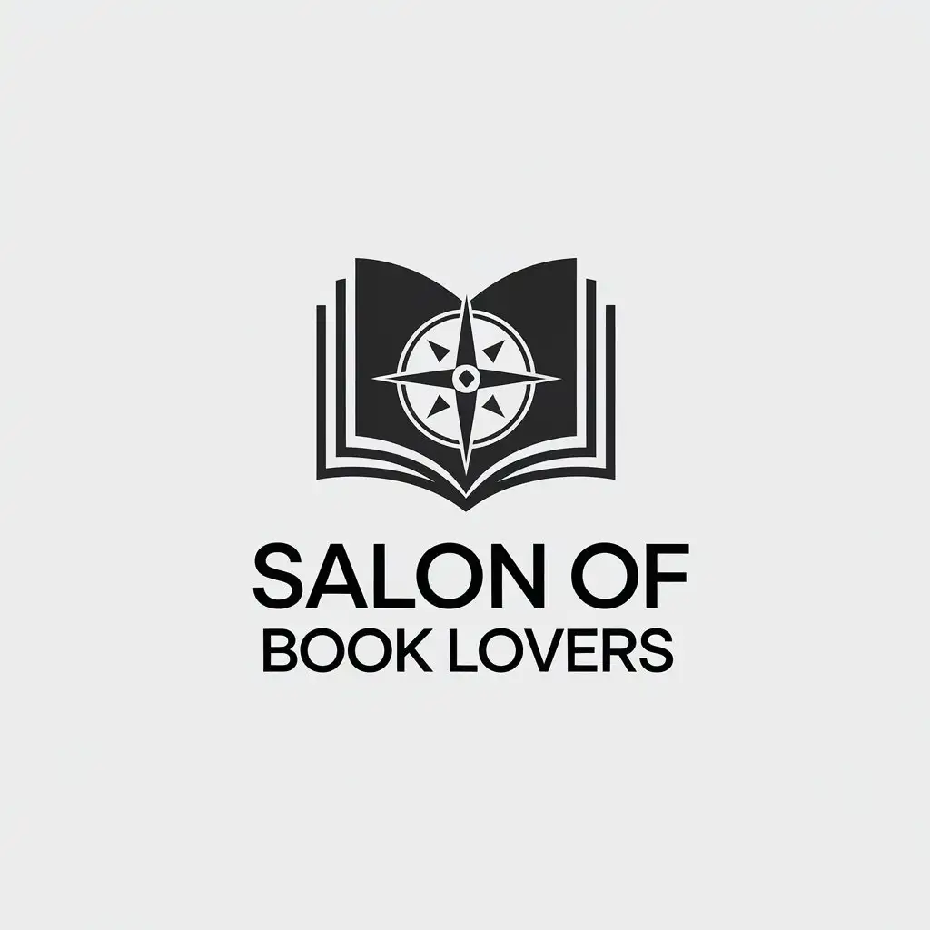 a vector logo design,with the text "salon of book lovers", main symbol:books, compass,Minimalistic,be used in Education industry,clear background