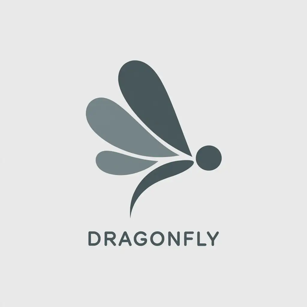 LOGO Design for Dragonfly Minimalist Gray Dragonfly on White Background for Wellness Platform