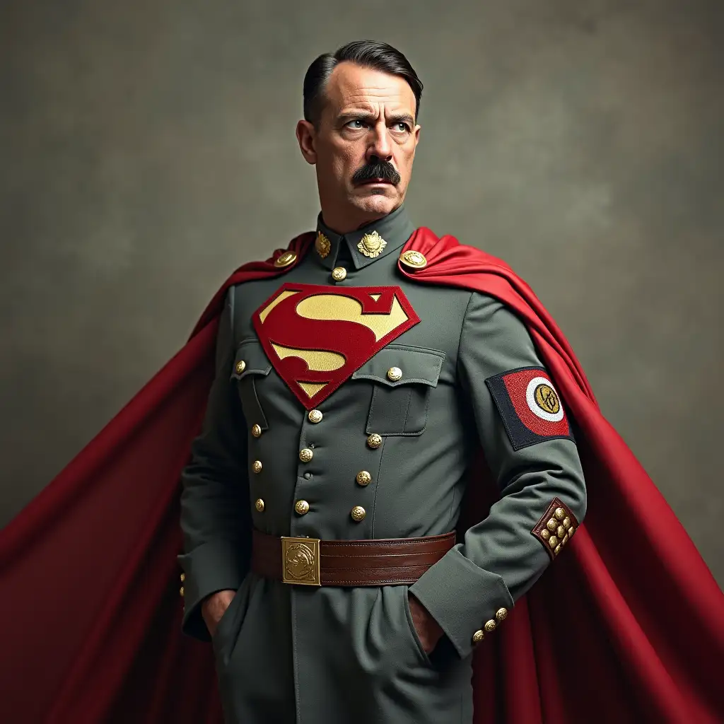 Adolf Hitler with super man suit