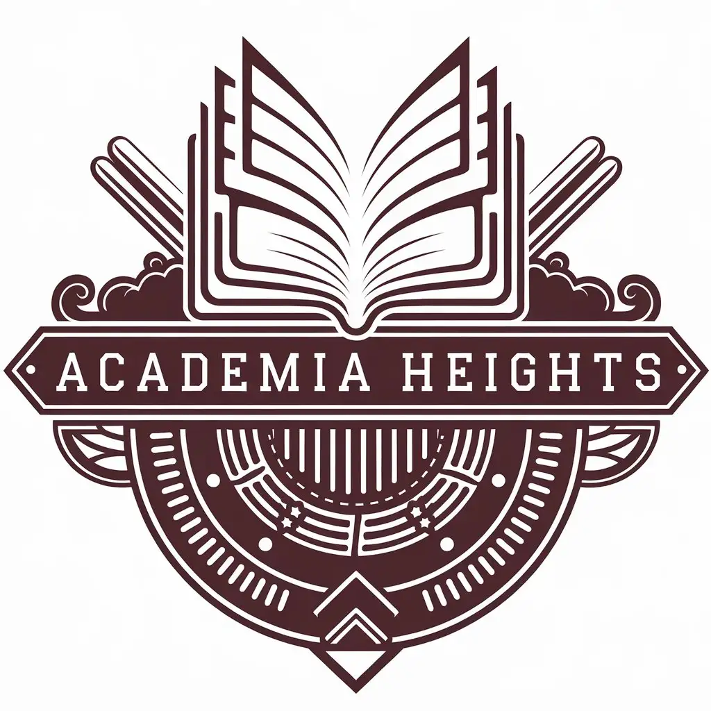 a vector logo design,with the text "Academia Heights", main symbol:open book,complex,be used in Education industry,clear background