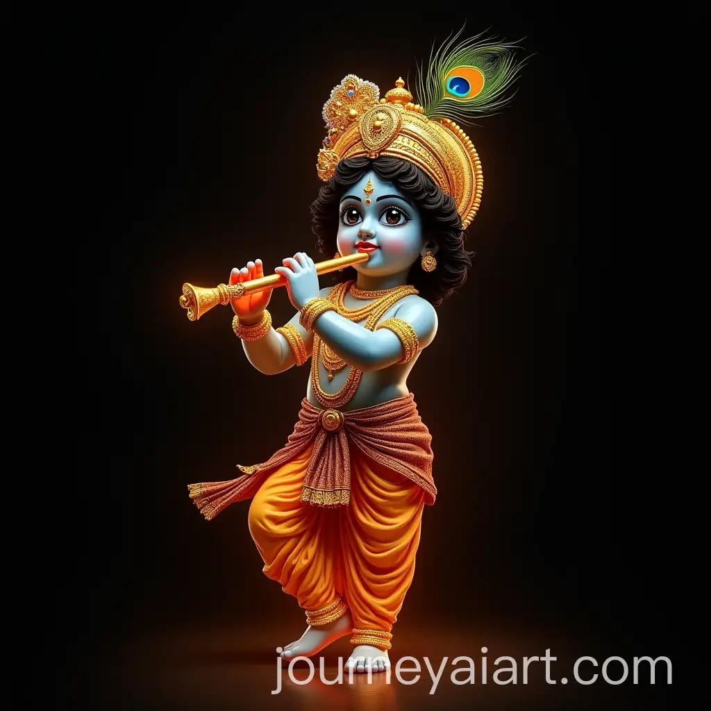 Glowing-Lord-Krishna-with-Intricate-Traditional-Dress-and-Flute-on-Dark-Background