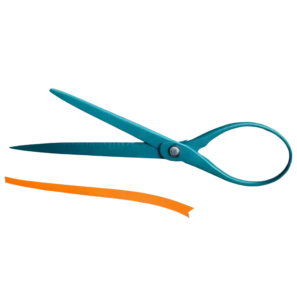 PNG-Image-Blueish-Green-Handled-Scissors-with-Orange-Ribbon