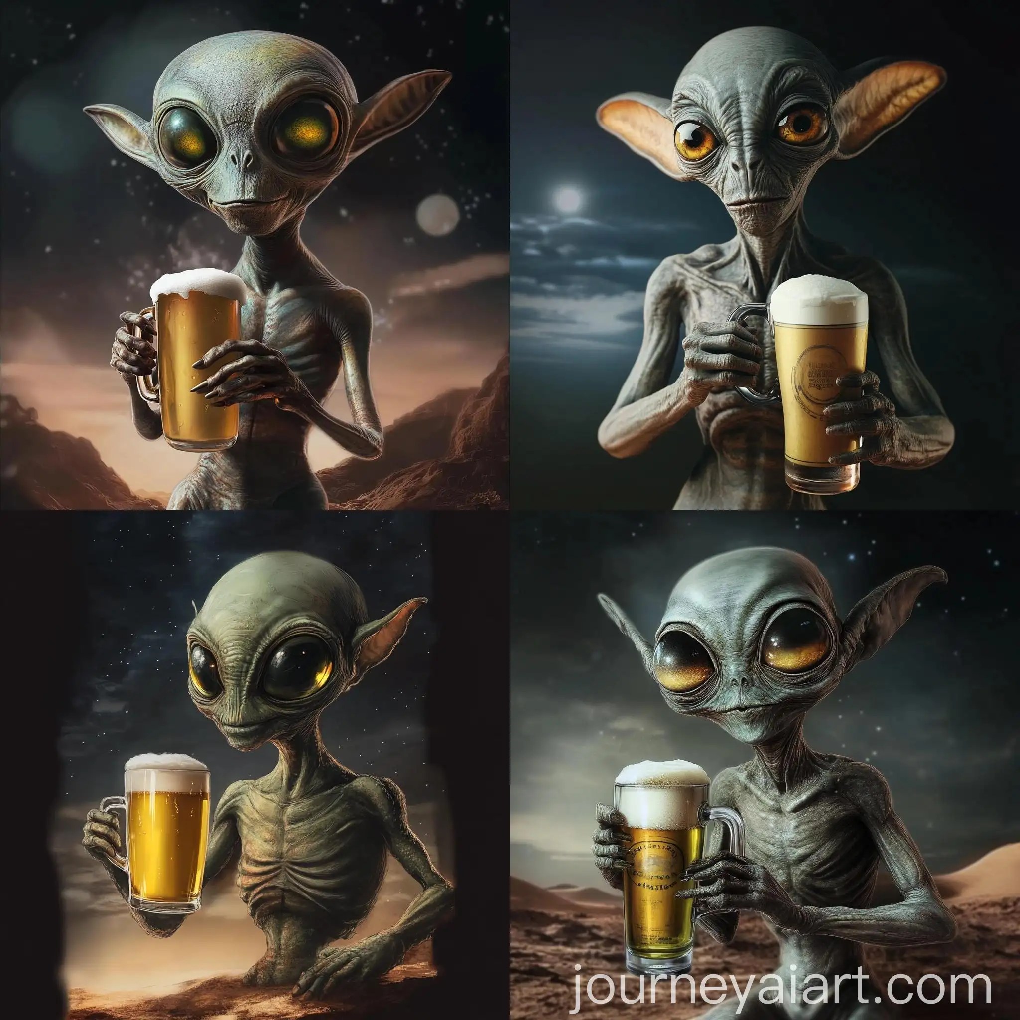 Extraterrestrial-Enjoying-a-Beer-Mug-in-Outer-Space