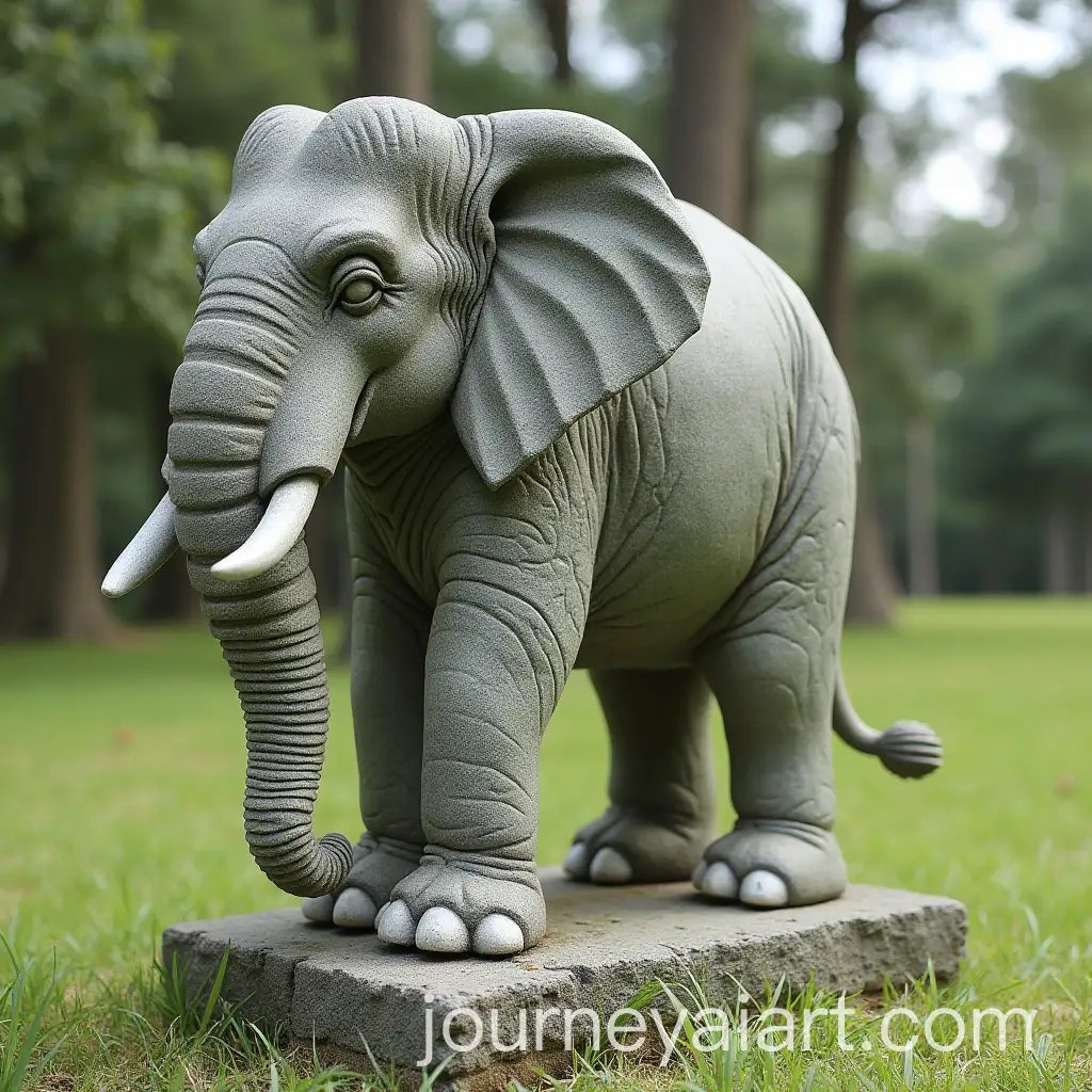 Ancient-ElephantShaped-Stone-Statue-in-a-Serene-Environment