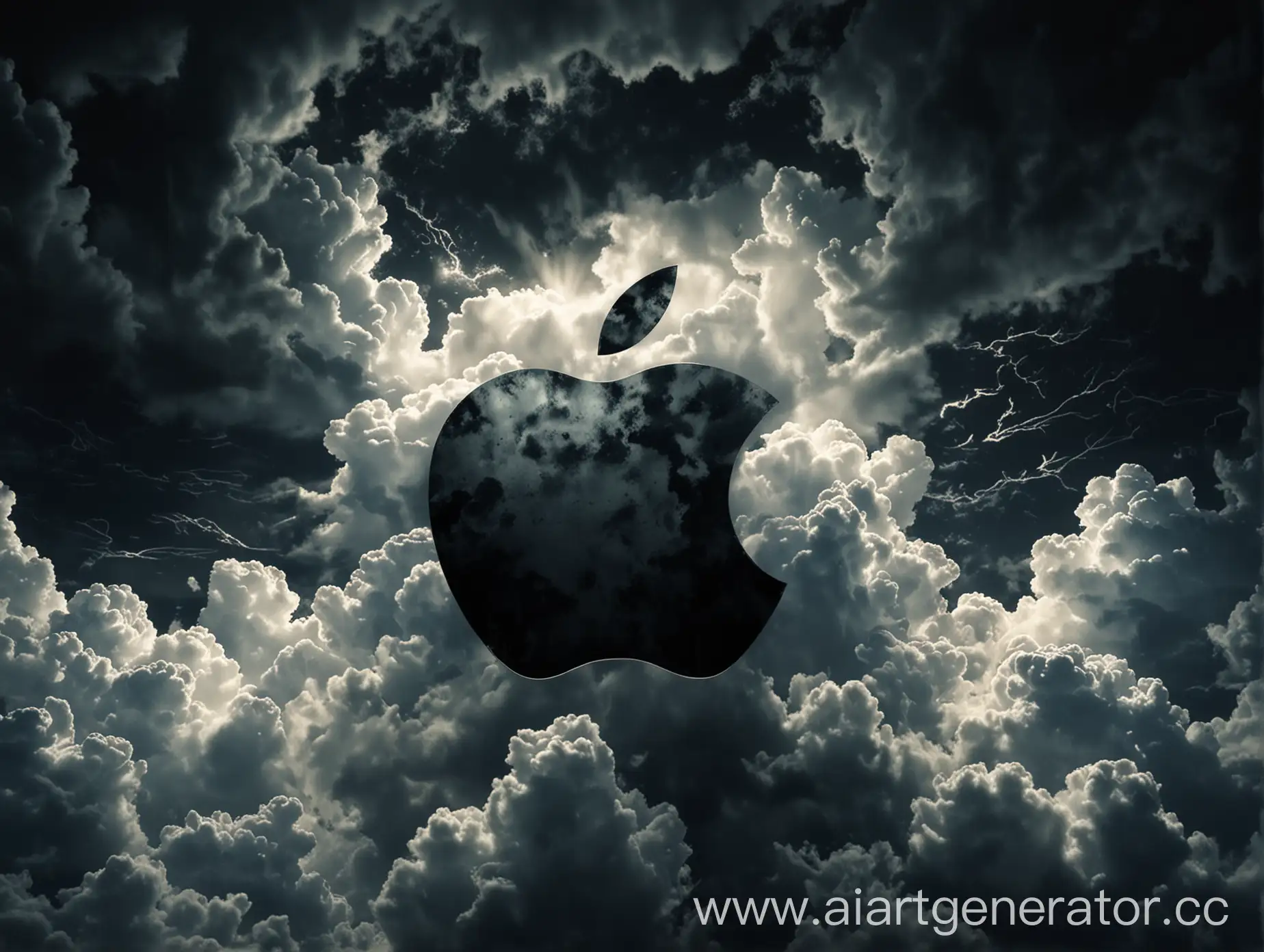 Apple-Logo-Emerging-from-Dark-Clouds