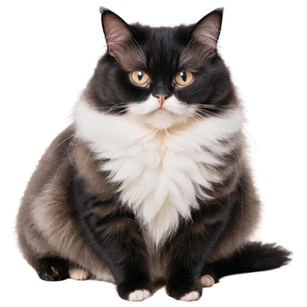 Charming-Fat-Cat-PNG-Image-Black-and-White-Furry-Companion-with-One-Eye