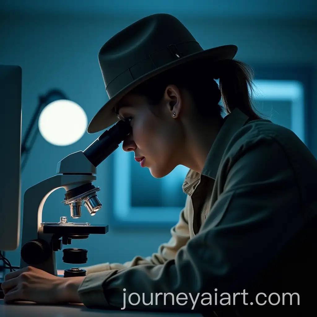 Detective-Examining-Evidence-with-a-Microscope