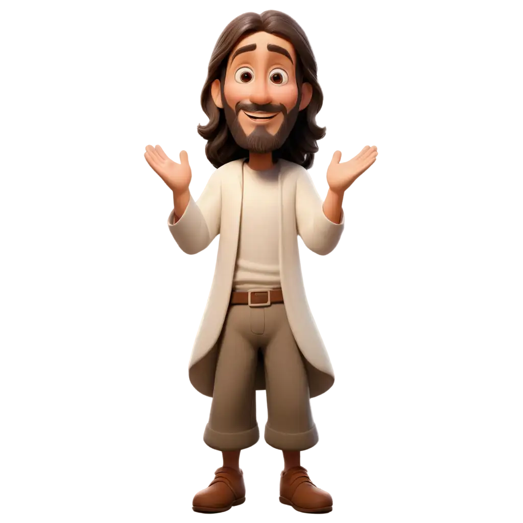 Cartoon-Jesus-Christ-in-Disney-3D-Style-PNG-Image-Frontal-Position-with-Nonoverlapping-Limbs