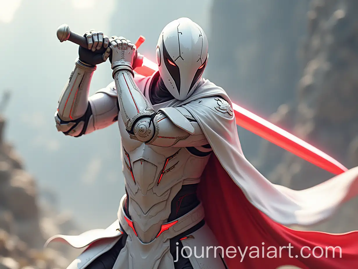 Heroic-Warrior-in-WhiteRed-Armor-with-Light-Sword