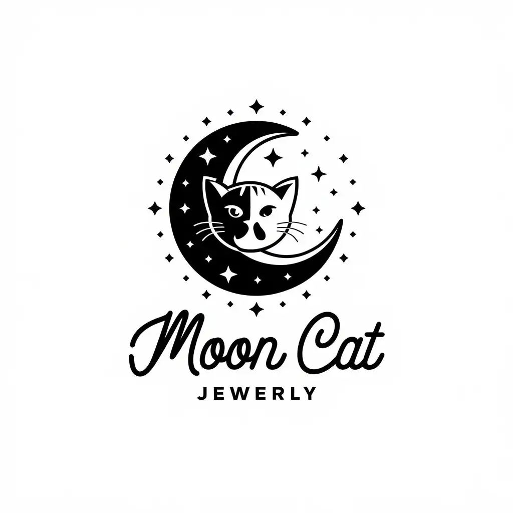 LOGO-Design-For-Moon-Cat-Jewelry-Lunar-Feline-Elegance-in-a-Complex-and-Clear-Background