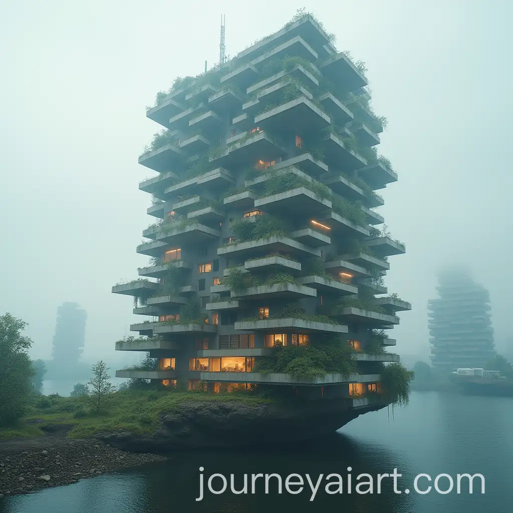 Dystopian-Future-Floating-Island-Above-High-Rise-Block-of-Flats-in-the-UK