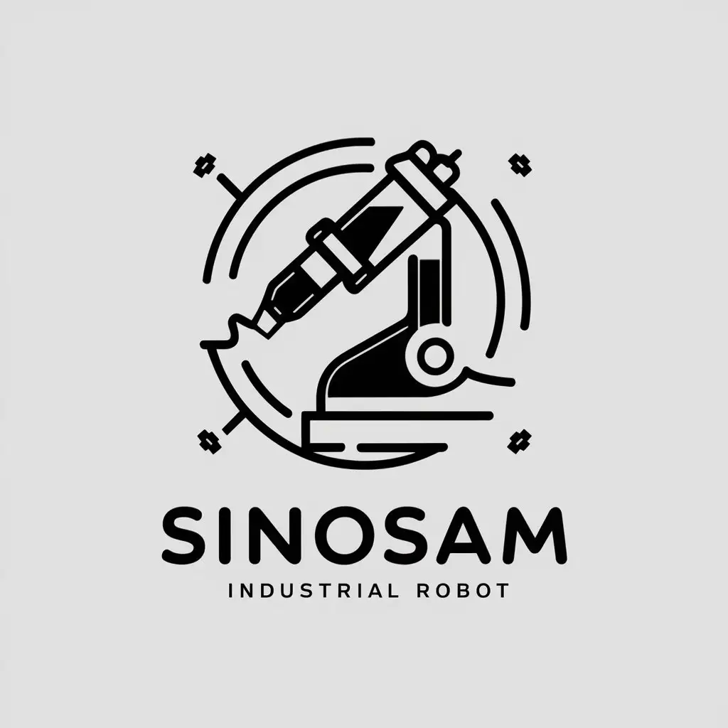 a vector logo design,with the text "sinosam", main symbol:Keywords industrial robot, welding robot,,Moderate,be used in Technology industry,clear background