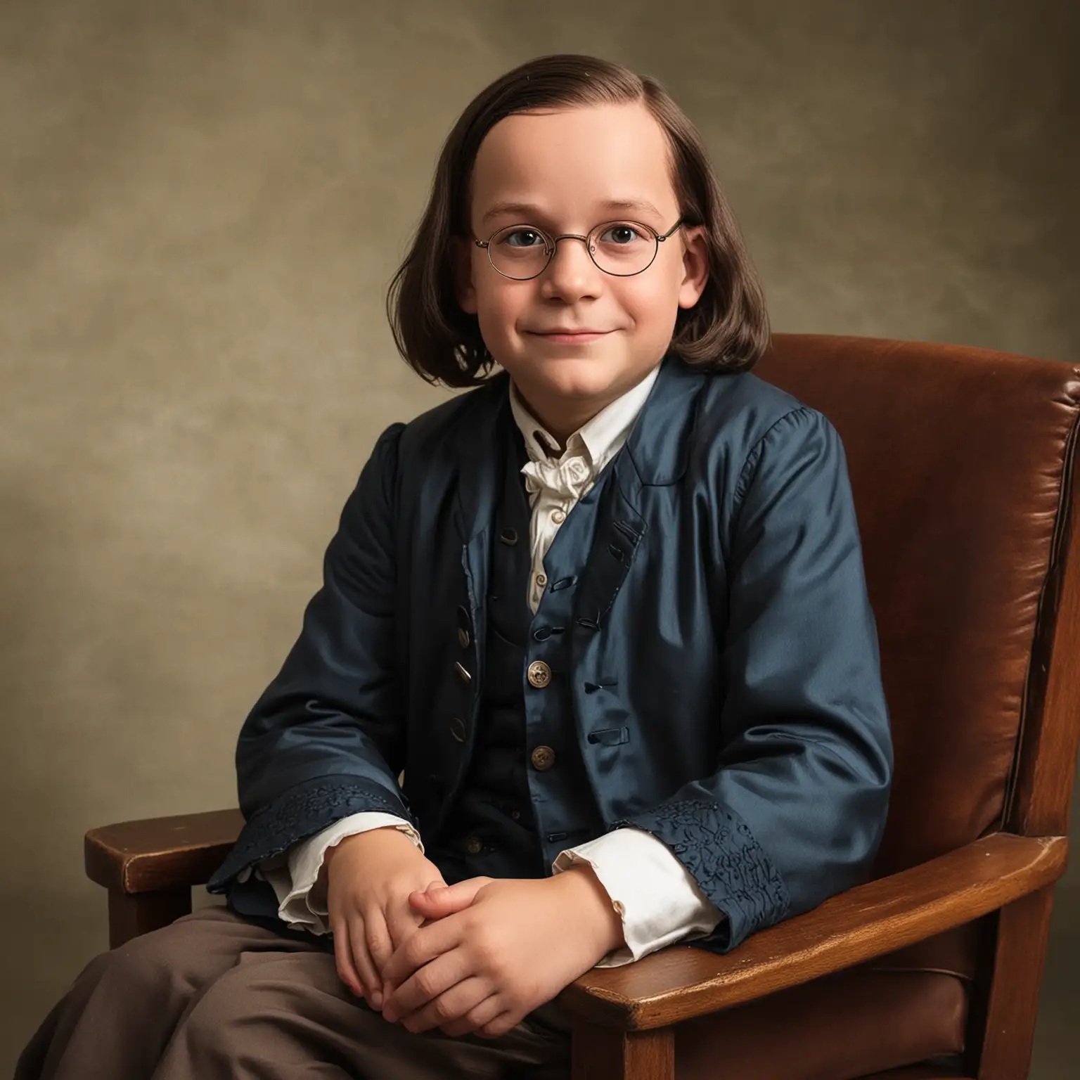 Boy Interviewing with Ben Franklin Historical RolePlay Portrait