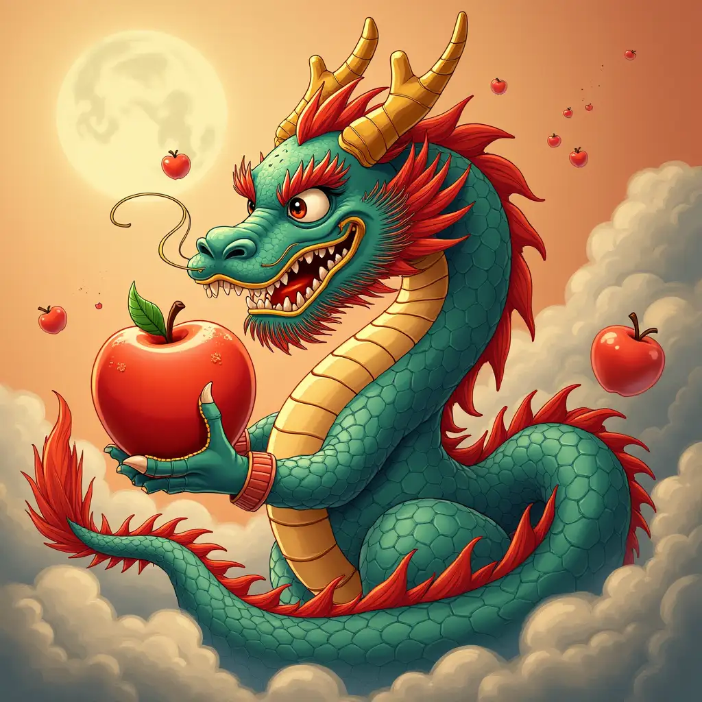 dragon with an apple  in dubei