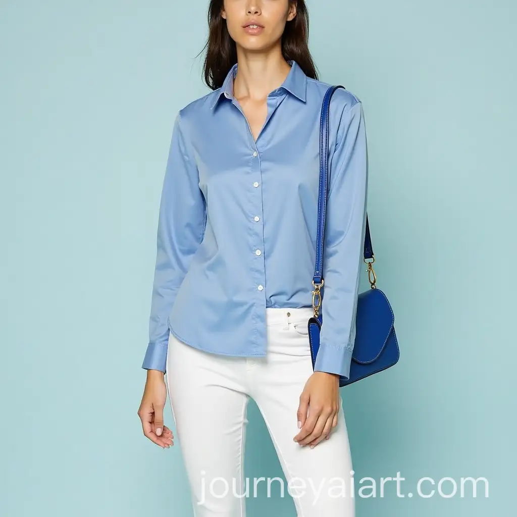 Person-Wearing-Blue-Shirt-and-White-Pants-Carrying-Bag