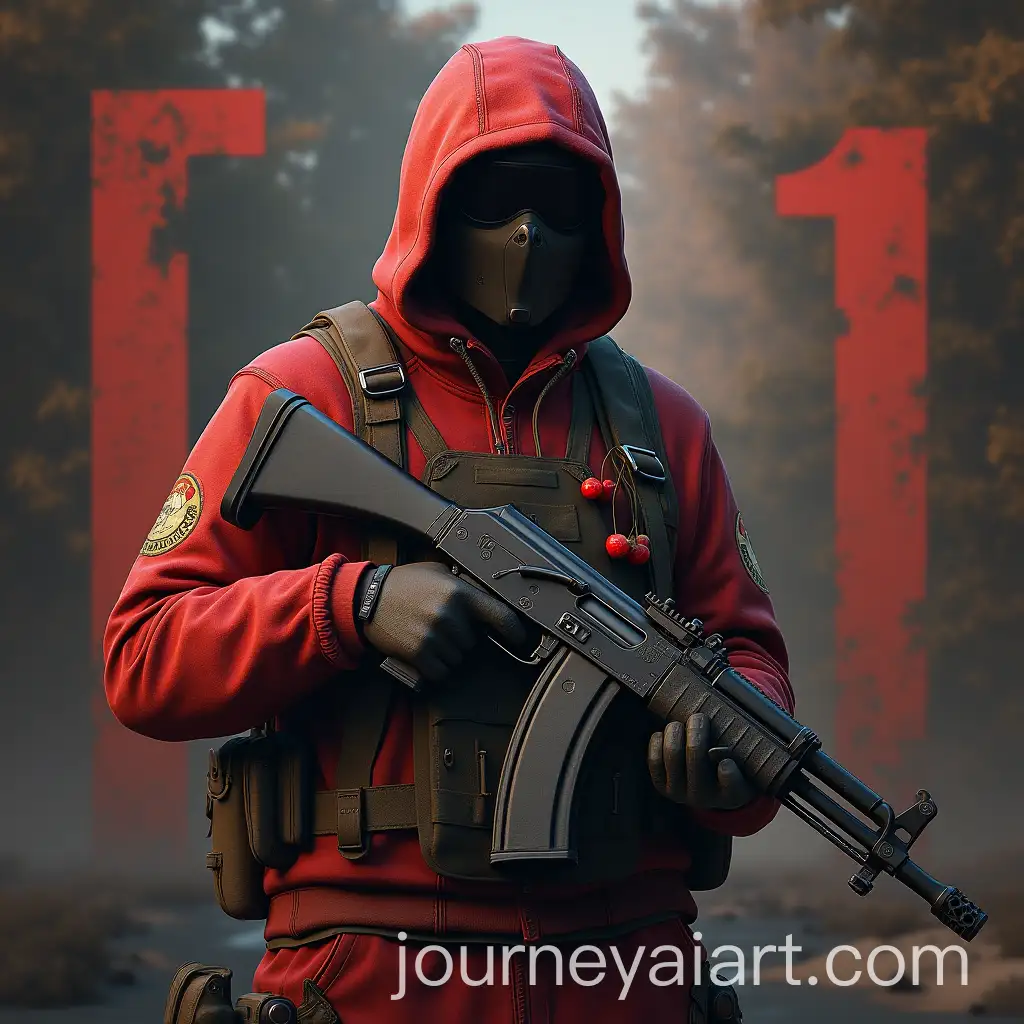 Rust-Game-Character-Holding-AK47-with-Cherry-VIP-Inscription