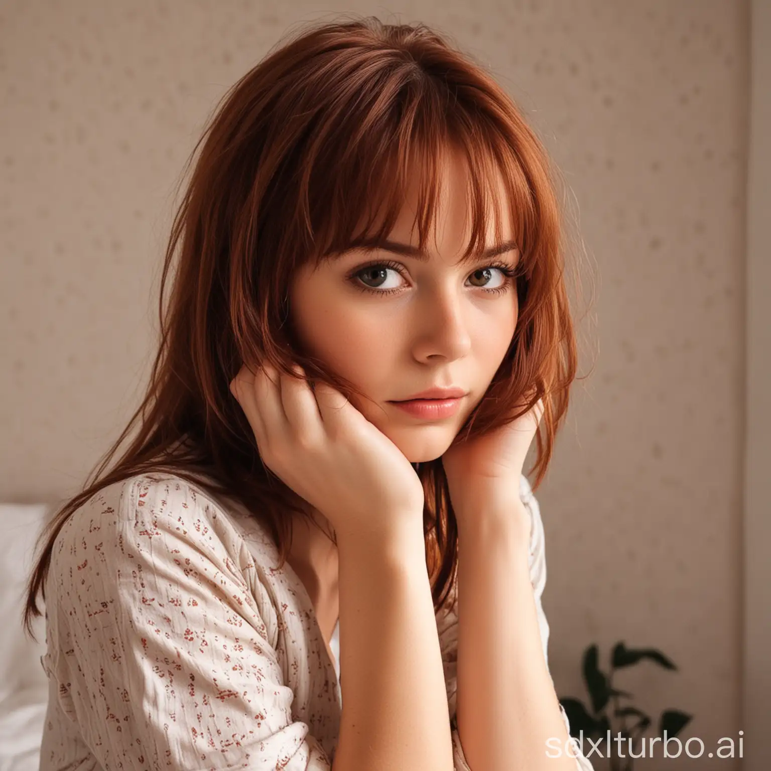 Shy-Girl-in-Bedroom-with-Reddish-Brown-Hair