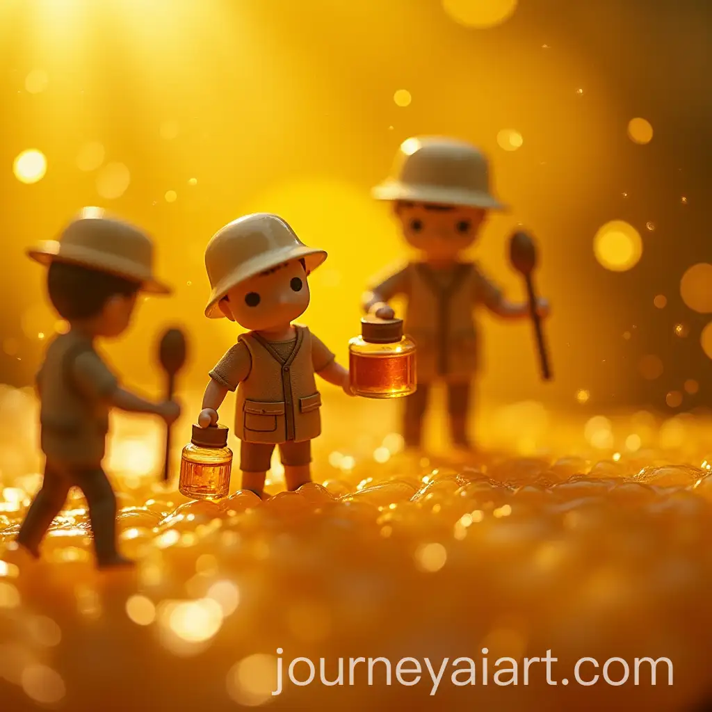 Tiny-Humanoid-Workers-Inside-a-Golden-Honeycomb-with-Dripping-Honey