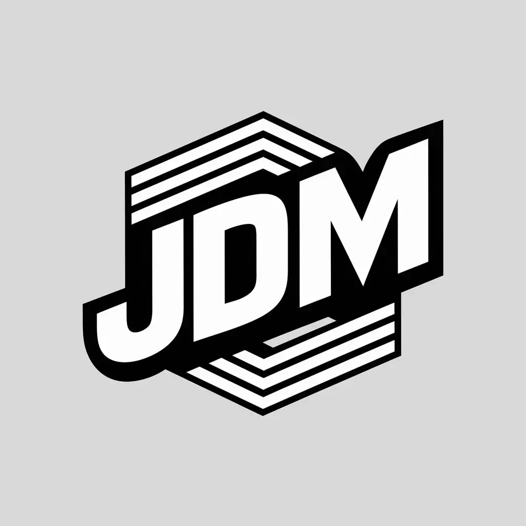 LOGO Design For JDM 3D Black White Vector Logo with Clear Background