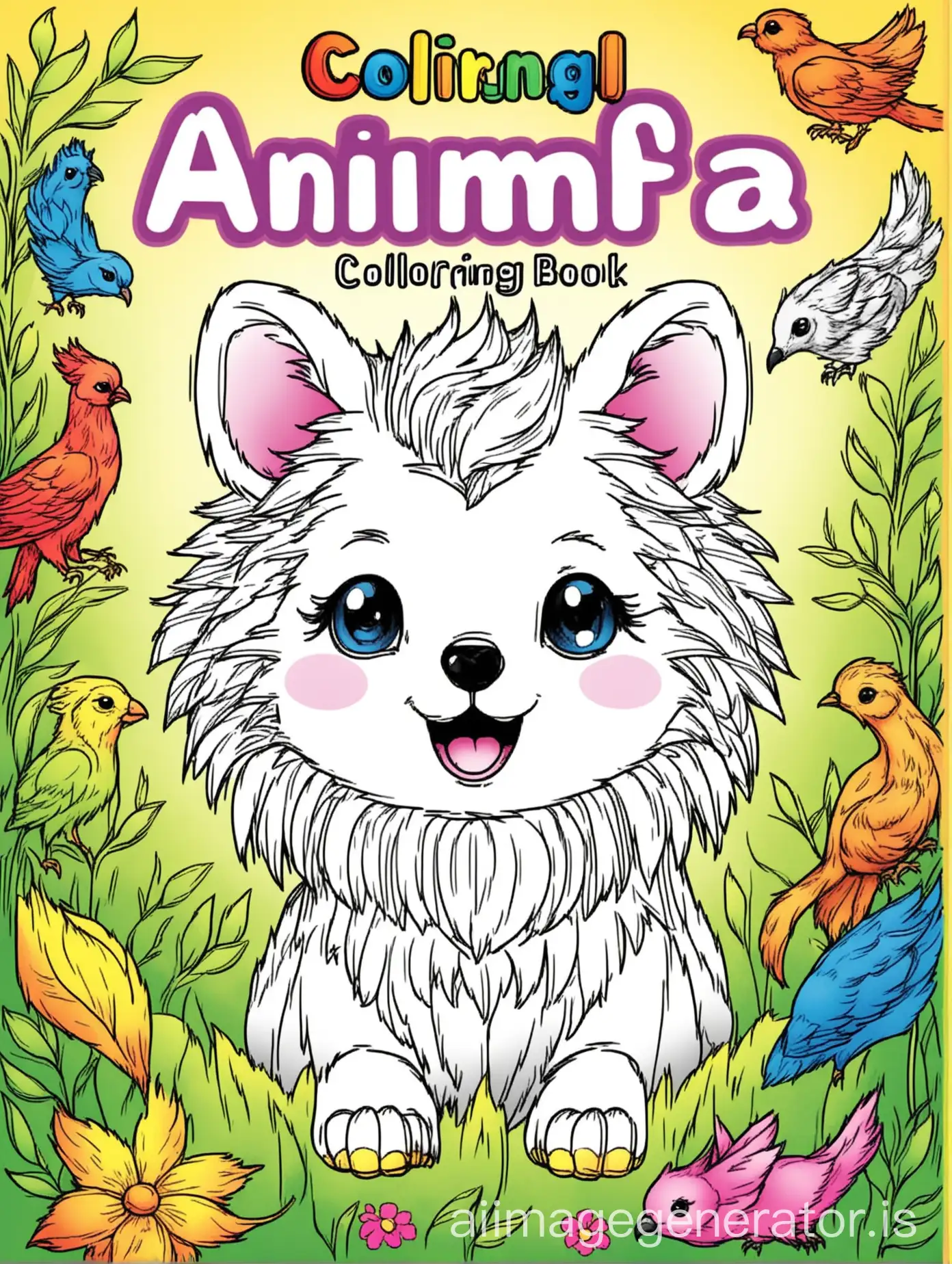 Create a cover for an animal coloring book for kids