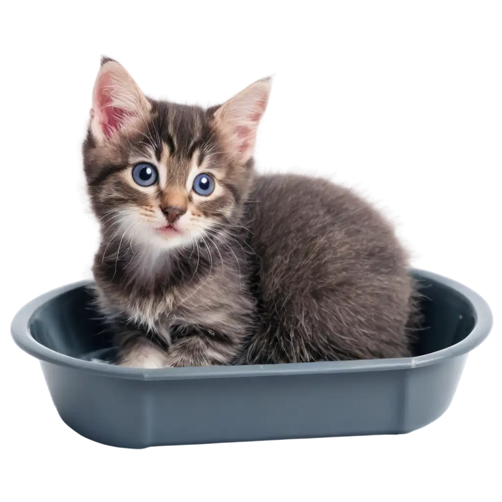 Adorable-Kitten-in-Hygiene-Tray-PNG-Image-HighQuality-Illustration-for-Online-Content