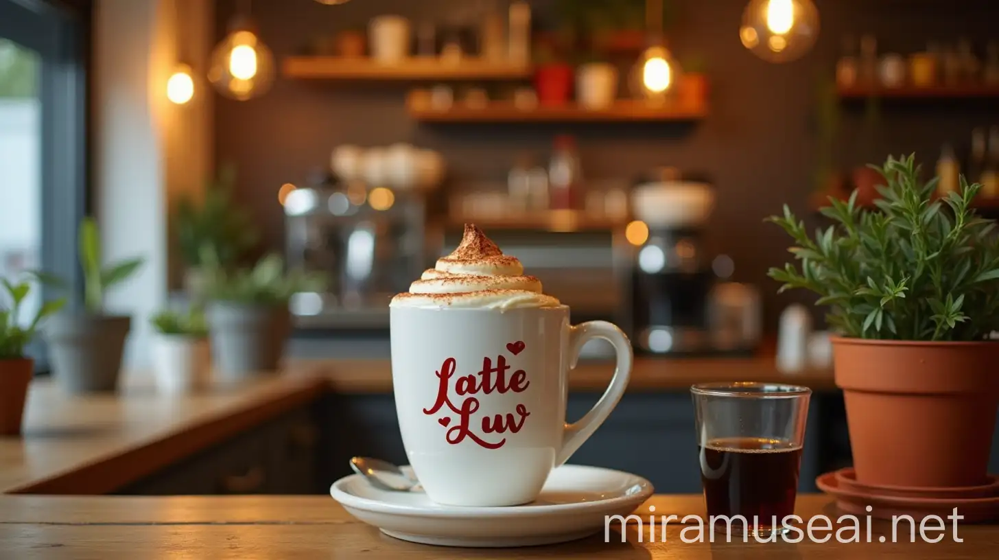 Latte Luv Cafe with Elegant Foreign Style Logo in Richly Decorated Store