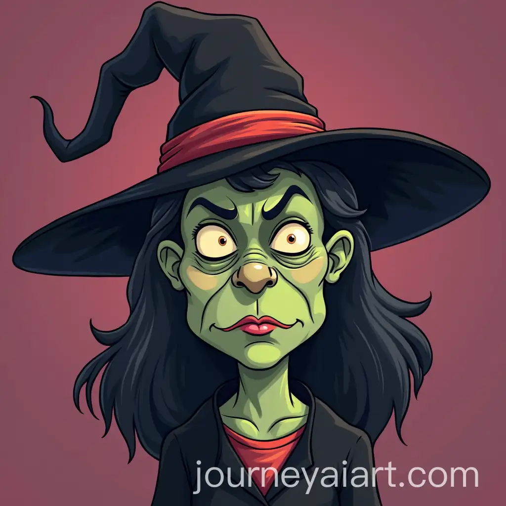 Cartoon-Witches-Face-with-Disapproving-Expression