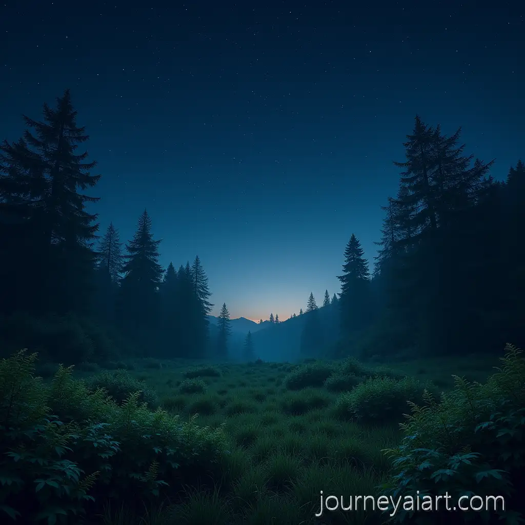 Starry-Night-Meadow-Surrounded-by-Moss-and-Ferns