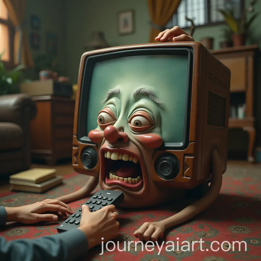 Surreal-3D-Absurdist-Scene-of-an-Indonesian-Living-Room-with-HumanFaced-TV