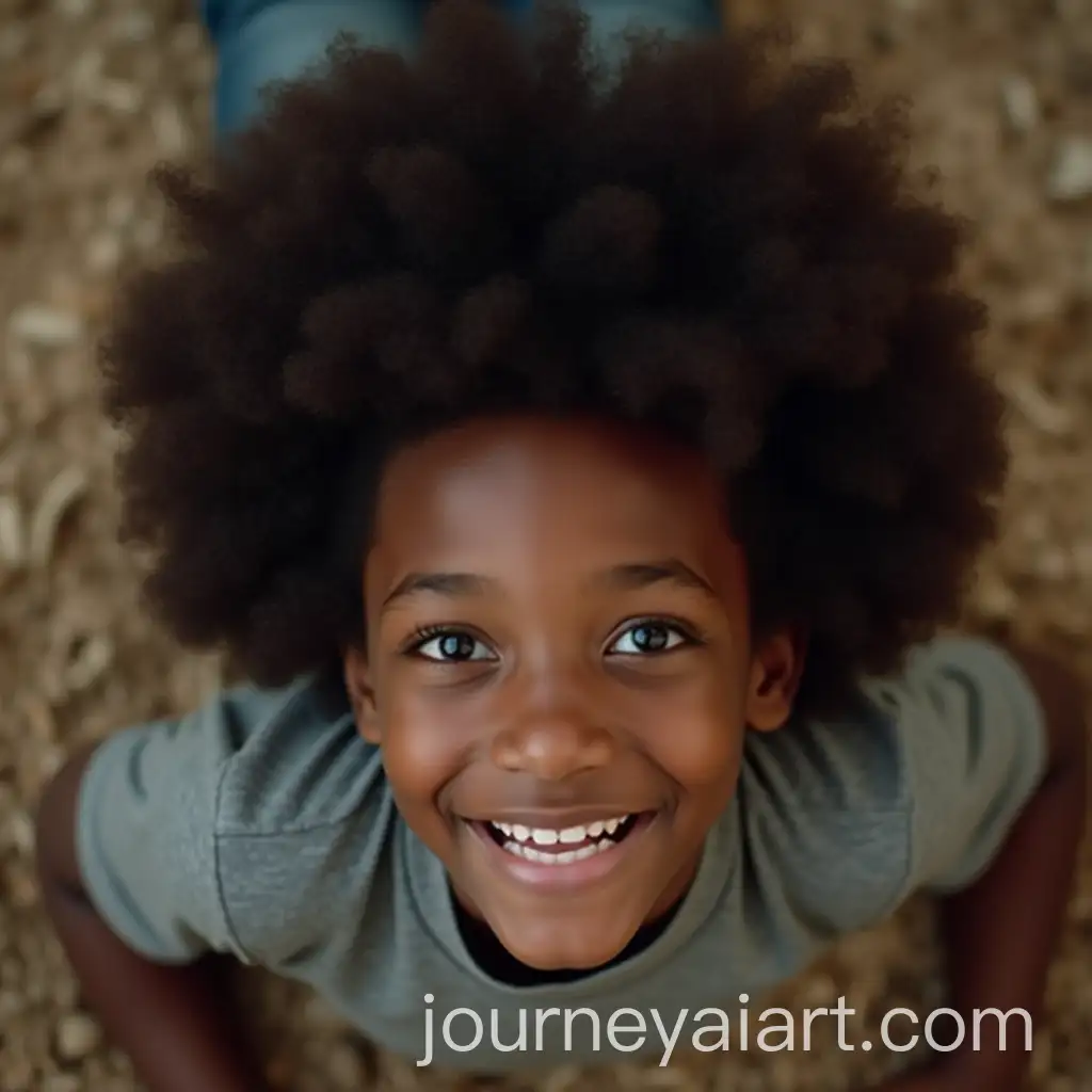 15YearOld-Boy-with-Big-Afro-Lying-on-Stomach-from-Above