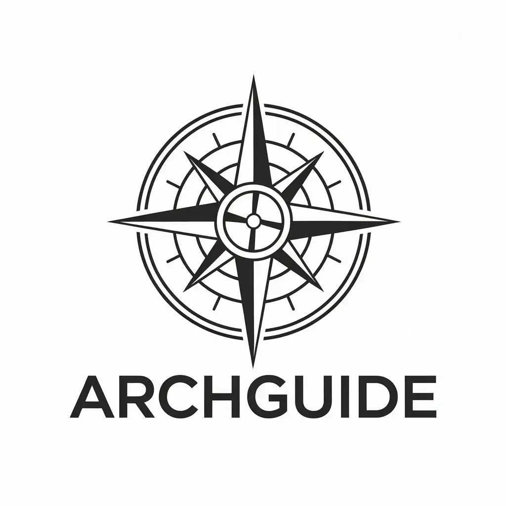 a vector logo design,with the text "ArchGuide", main symbol:I want logo to our group on what'sapp to help architects students ,Moderate,be used in Education industry,clear background