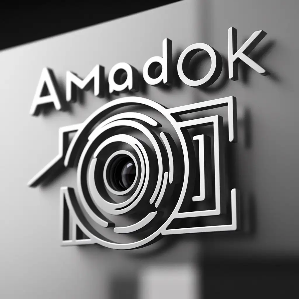 a logo design,with the text "amadok", main symbol:photo film,complex,be used in advertisement and cinema industry,clear background