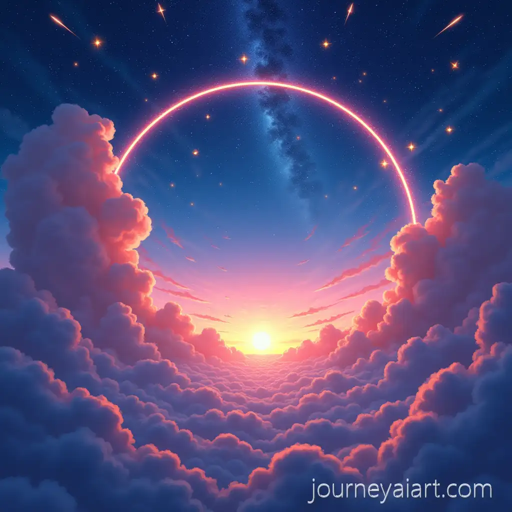 Sky-Dive-Artwork-with-Colorful-Sky-Shooting-Stars-and-ZeusInspired-Fire-Background