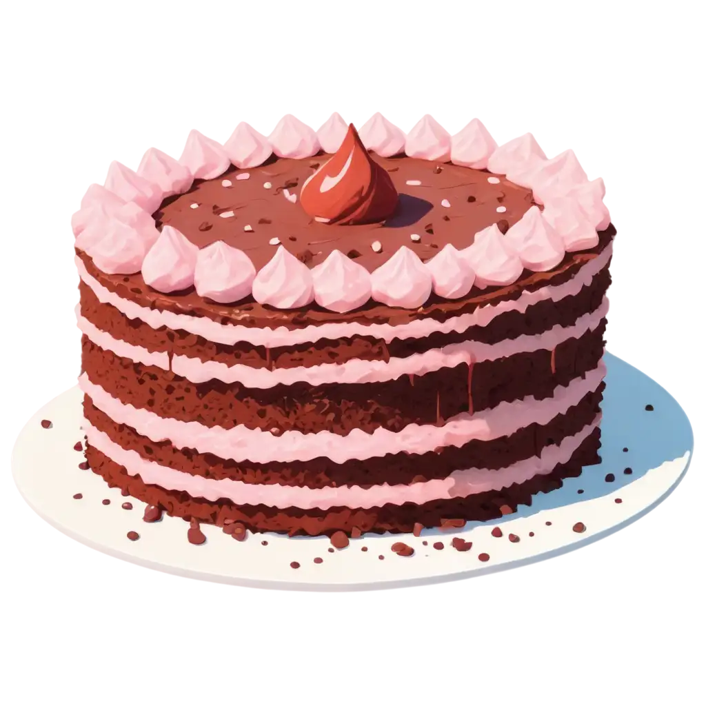 cake,Three Layer Cake,anime style, drop shadow, UHD, high quality,colorful colors