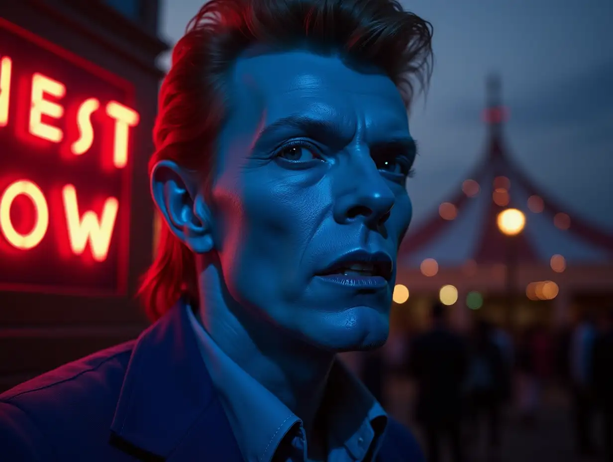 David-Bowie-as-a-Circus-Freak-Show-Ringmaster-in-Dusks-Blue-Glow