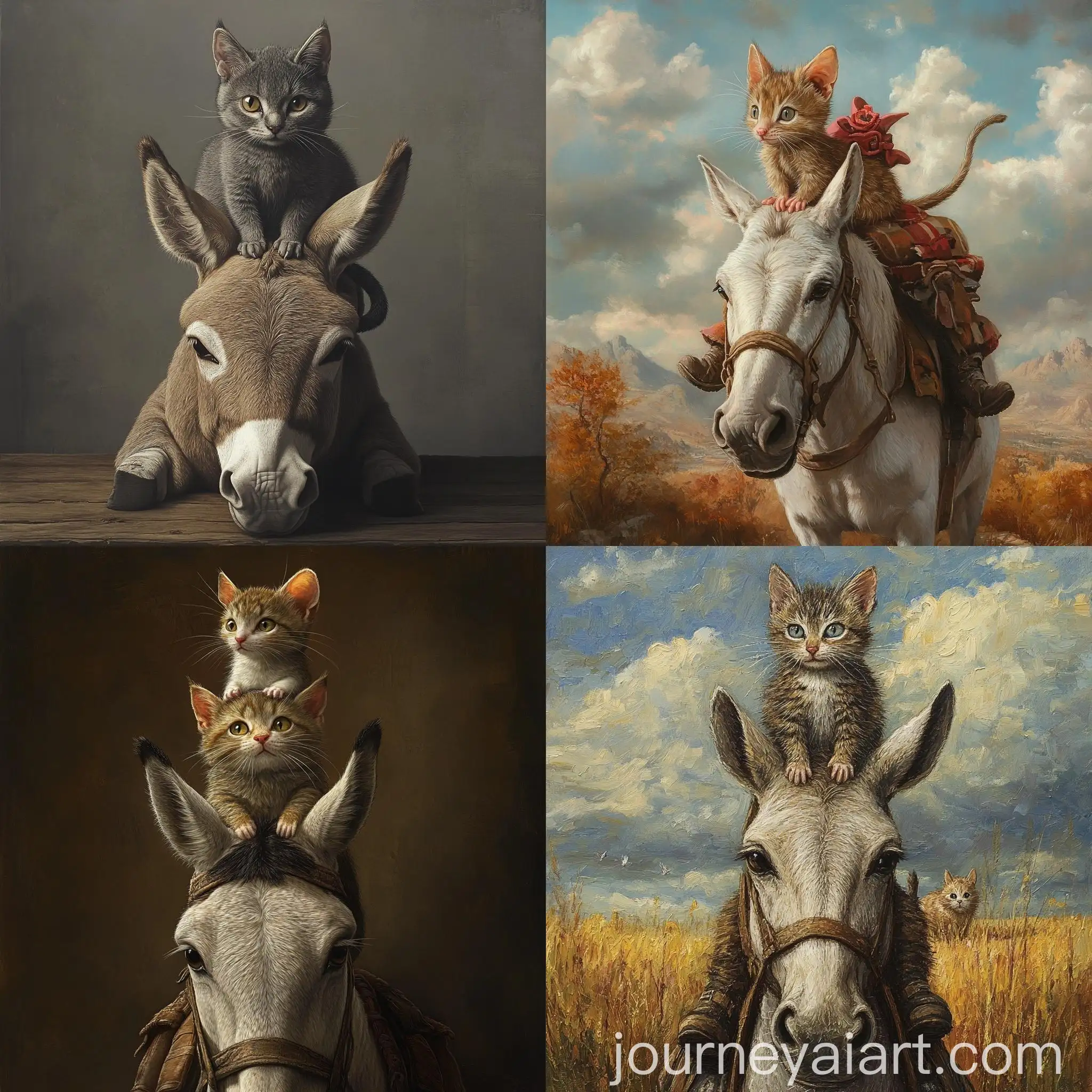 Animals-Stacked-in-Playful-Balance-Rat-on-Cat-on-Donkey