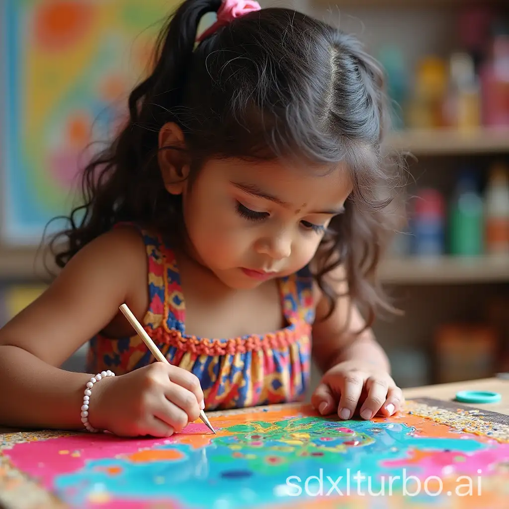 Adorable-Indian-Schoolgirl-Creating-Vibrant-Resin-Art