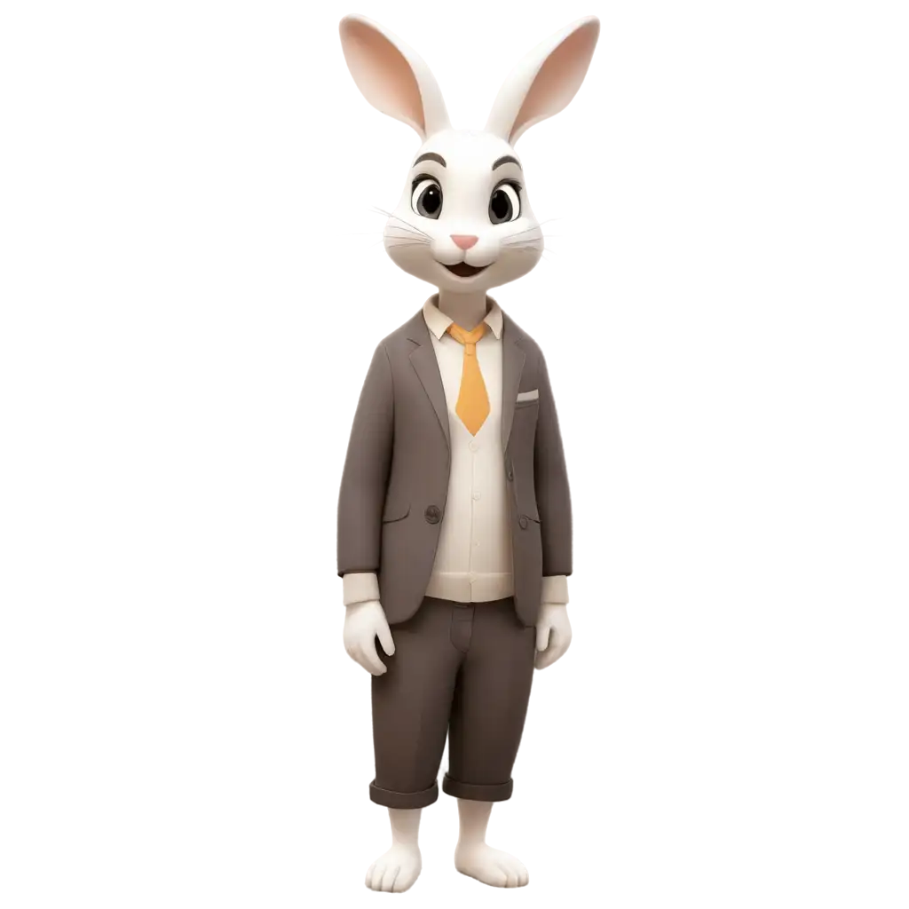 SemiRabbit-Cartoonish-Personal-PNG-Image-in-White-Color-Scheme