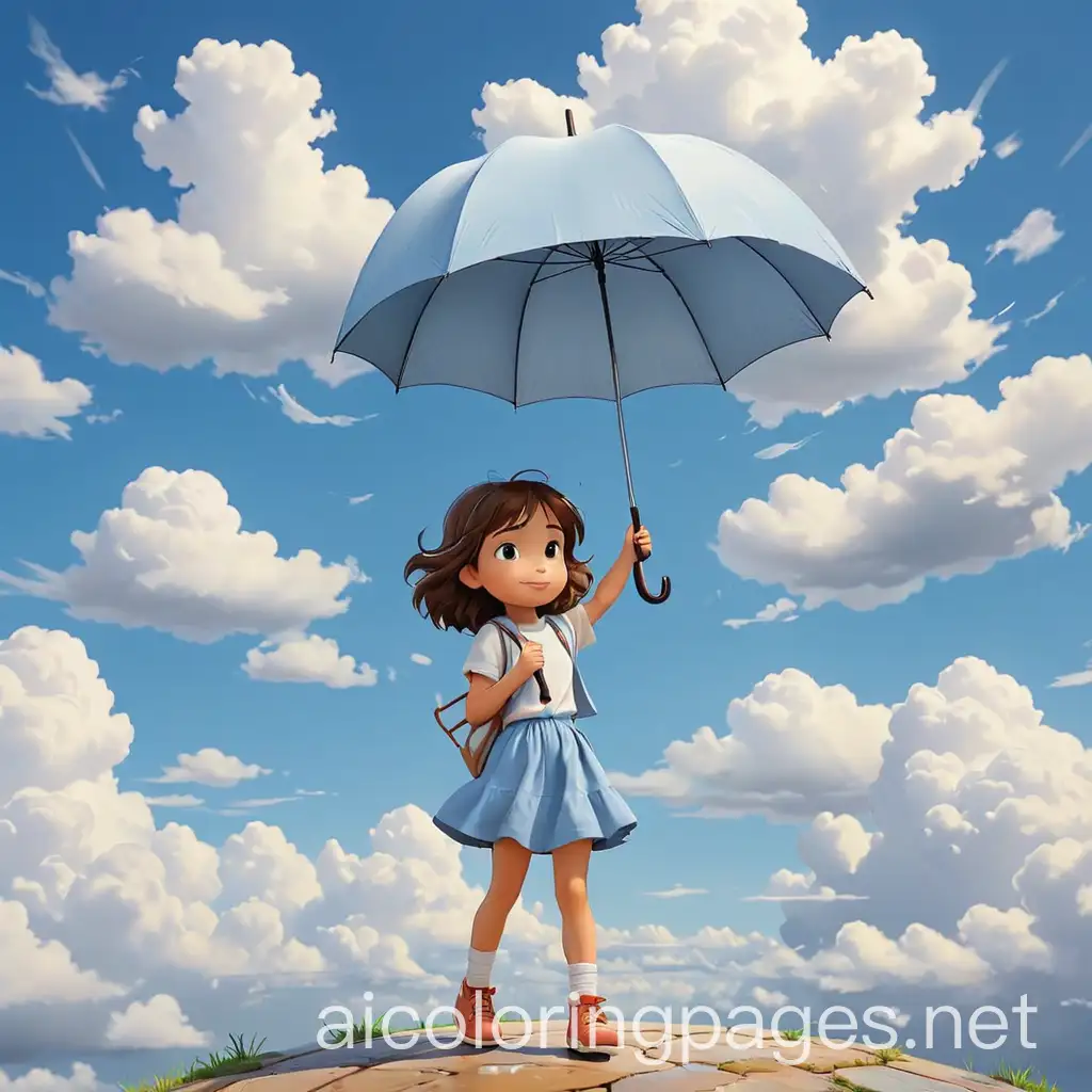 Girl-Flying-with-Umbrella-in-Blue-Paint-Sky