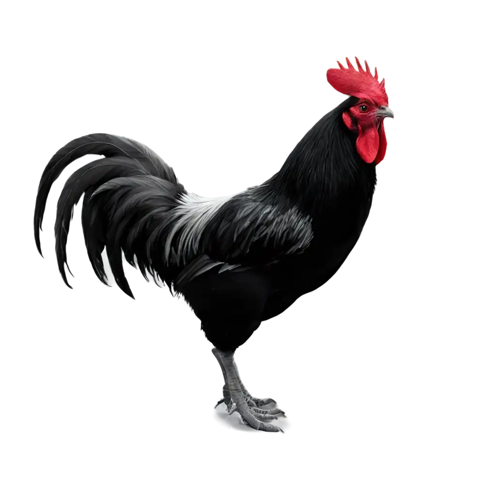 Black-and-White-Rooster-PNG-Image-for-HighQuality-Digital-Design