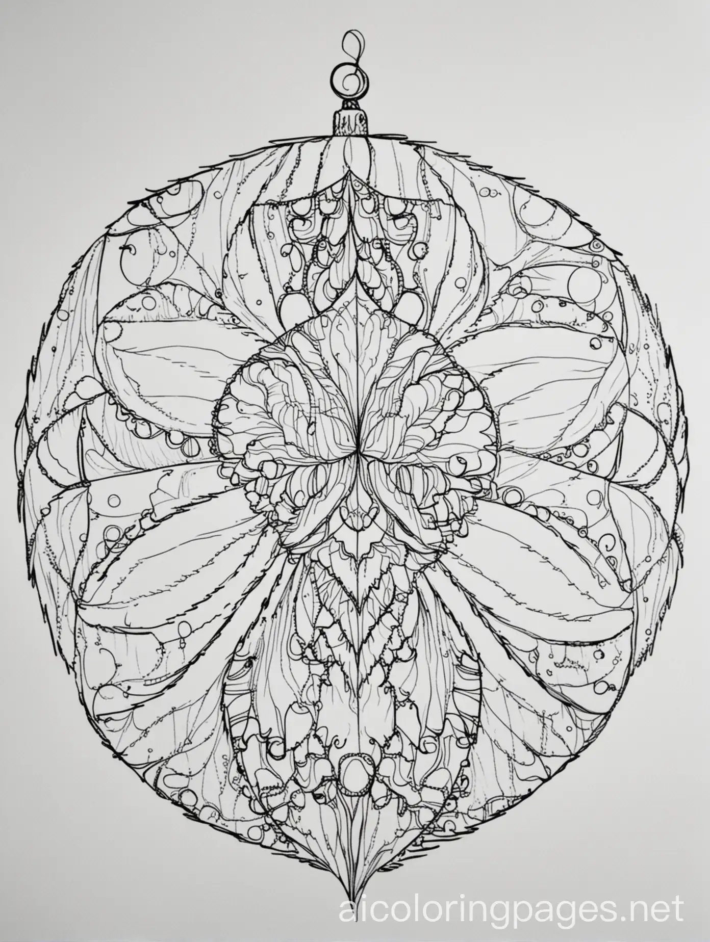 Ornament, Coloring Page, black and white, line art, white background, Simplicity, Ample White Space. The background of the coloring page is plain white to make it easy for young children to color within the lines. The outlines of all the subjects are easy to distinguish, making it simple for kids to color without too much difficulty, Coloring Page, black and white, line art, white background, Simplicity, Ample White Space. The background of the coloring page is plain white to make it easy for young children to color within the lines. The outlines of all the subjects are easy to distinguish, making it simple for kids to color without too much difficulty