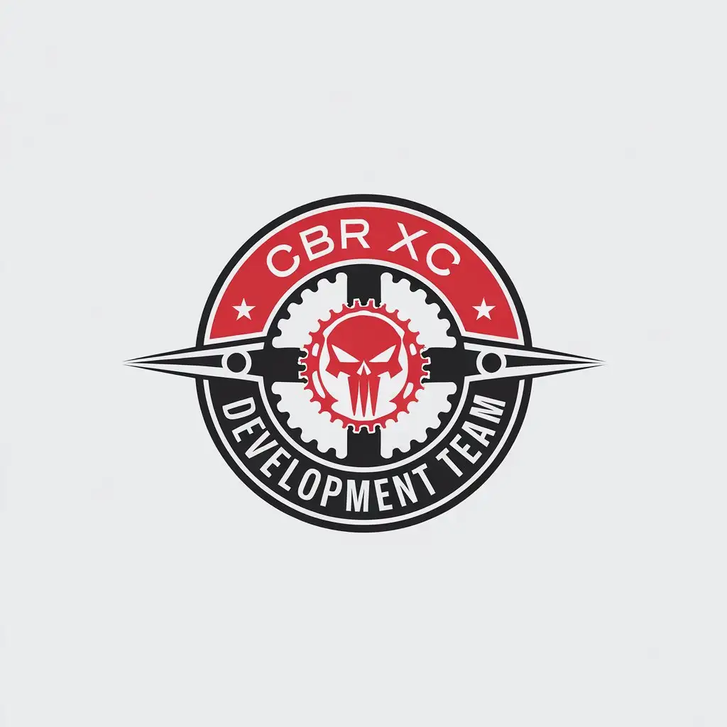 LOGO Design for CBR XC Development Team Vector Logo with Chainring Punisher Theme in Red