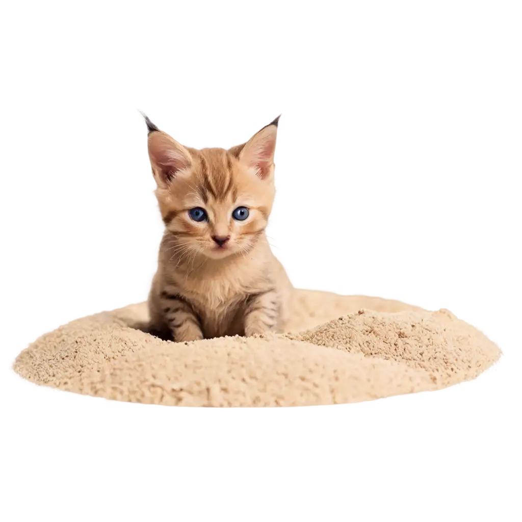 Cute-Baby-Cat-Playing-in-Sand-Land-HighQuality-PNG-Image-for-Various-Uses