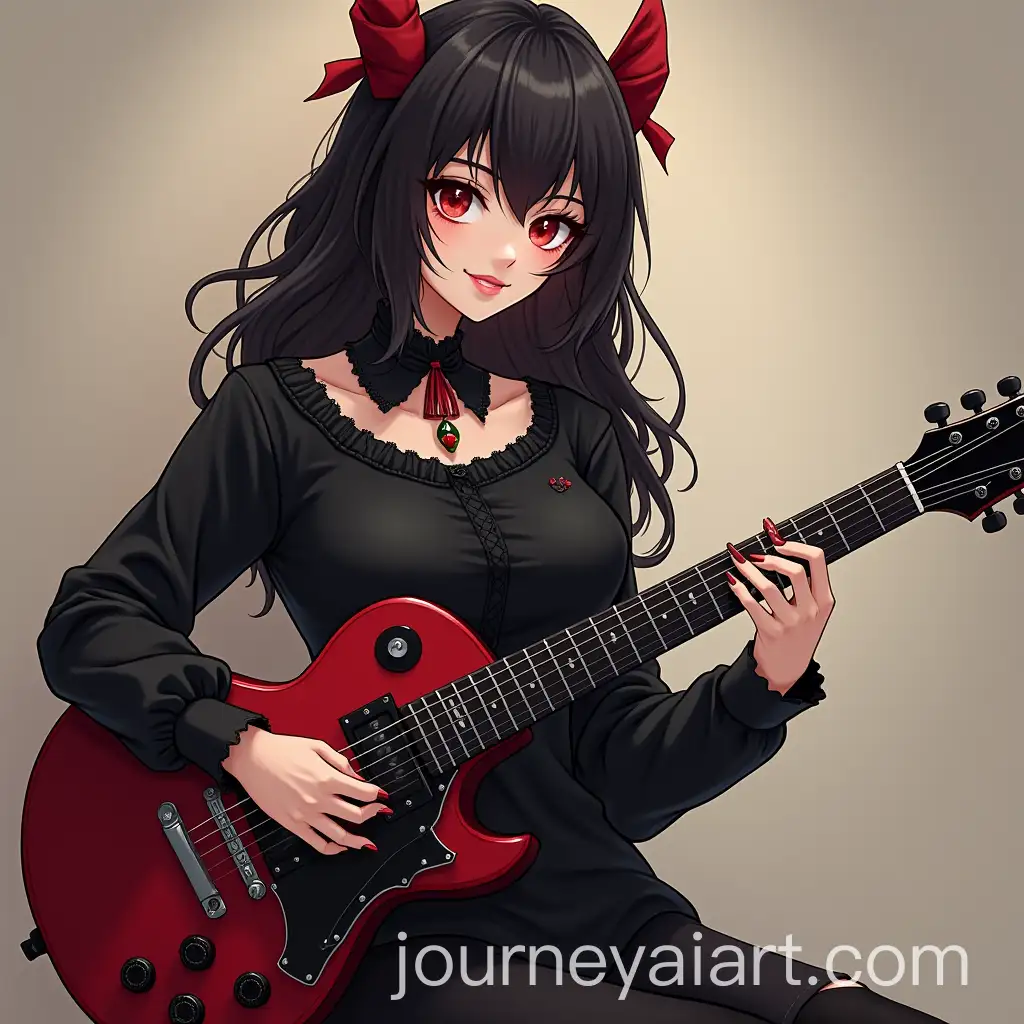 Mature-Gothic-Anime-Woman-Playing-Guitar-in-a-Dark-Atmosphere