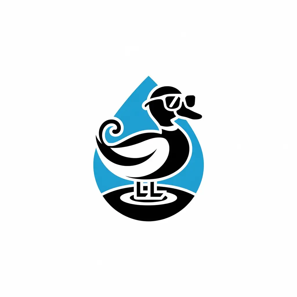 LOGO Design For Duck Drip Modern Mallard Duck with Water Drop and Sunglasses