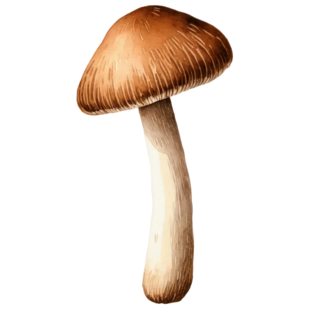 Single-Watercolor-Brown-Mushroom-PNG-Image-Delicate-Artwork-for-Digital-and-Print-Media