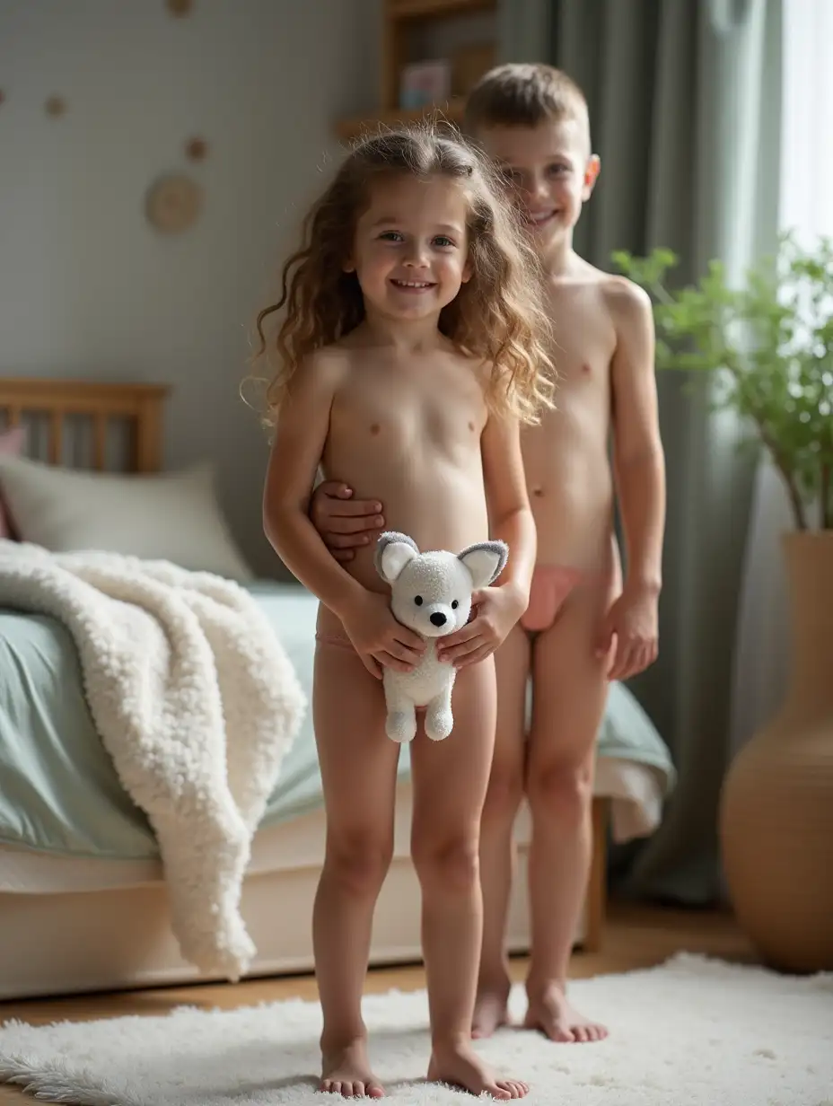 Skinny-Girl-and-Boy-in-Playroom-Holding-Stuffed-Animal