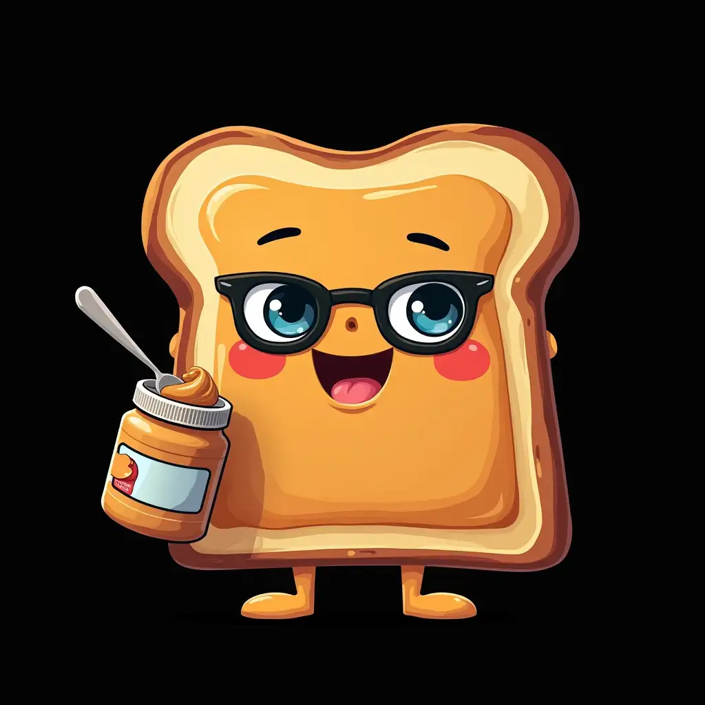 Anthropomorphic-Toast-with-Peanut-Butter-Jar-CGI-Art-for-TShirt-Design